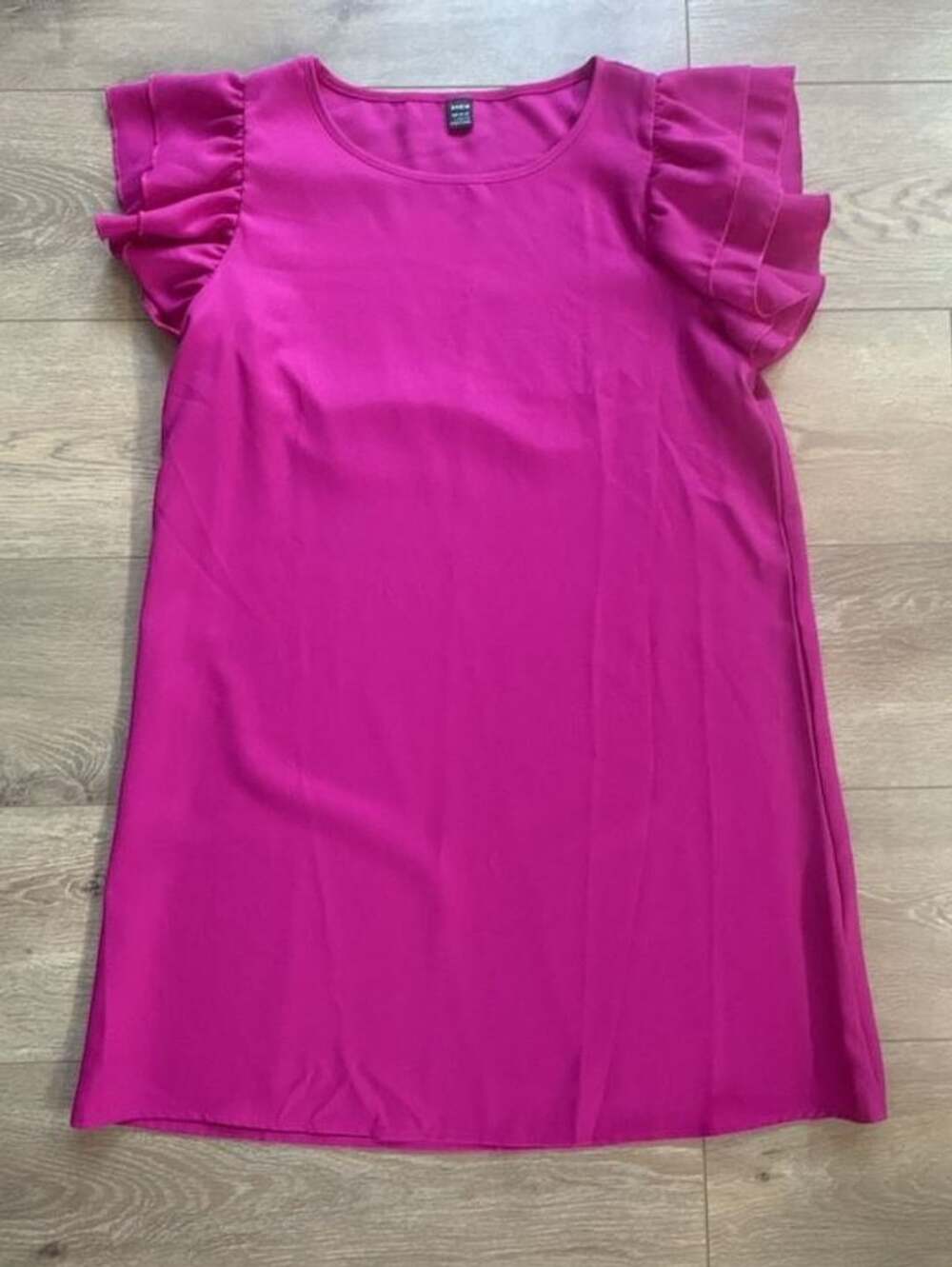 SHEIN Ruffle Sleeve Tunic Dress Size L Hot Pink
